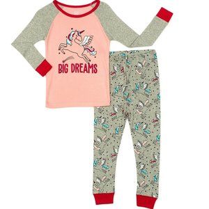 Wonder Nation Toddler Girls' Unicorn Cotton Sleep Pajama Set, 2 Piece 2T NWT